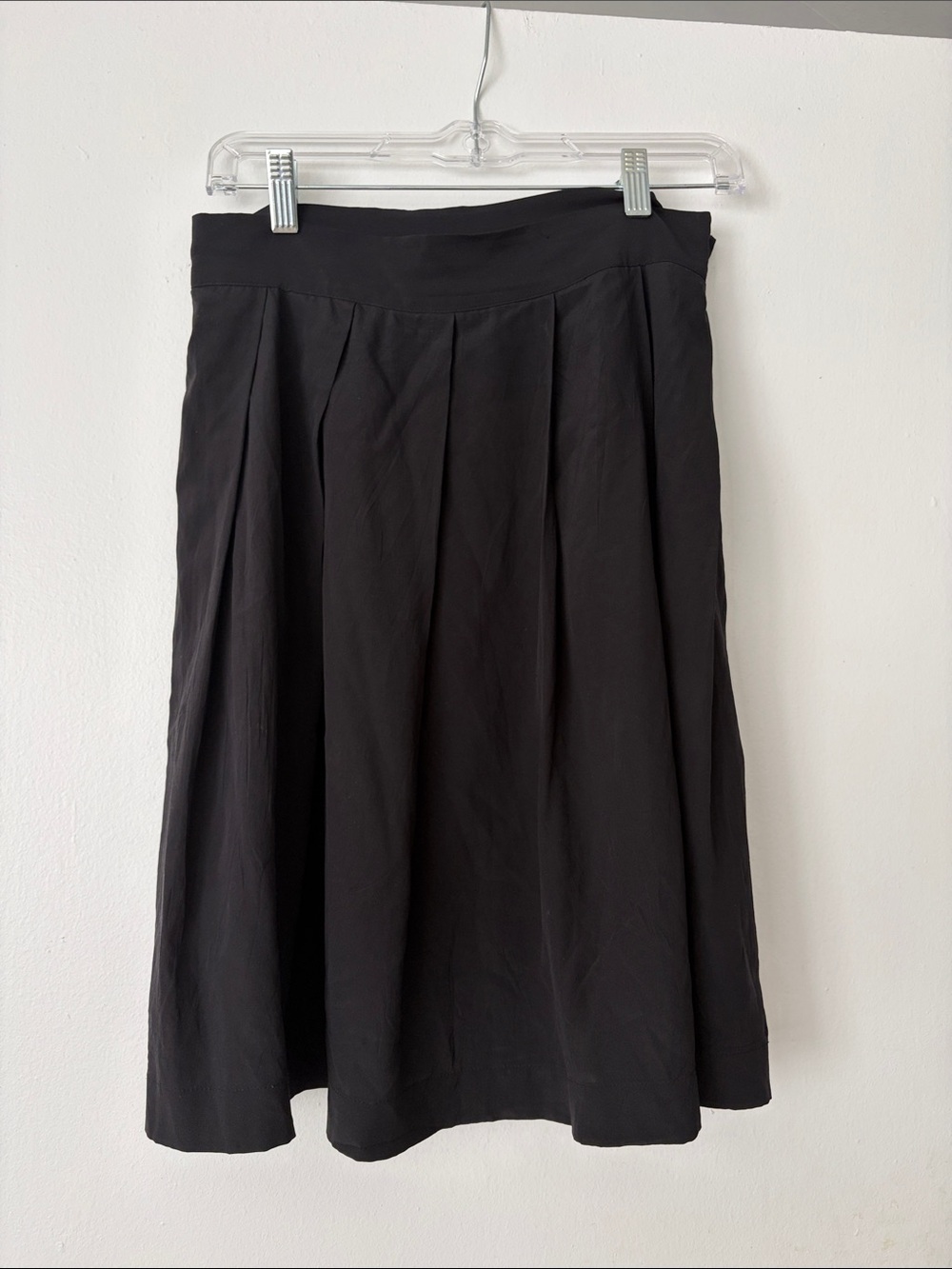 DKNY Black A-Line Pleated Skirt
